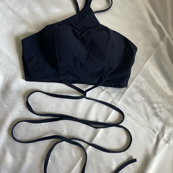 Lace Up Waist Crop Halter Top - Picture 2 of 5